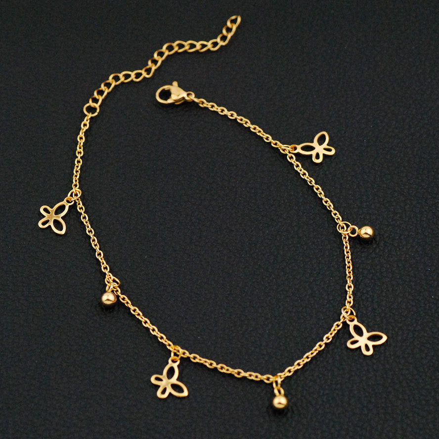 Anti Tarnish Butterfly Flower Charms Anklet