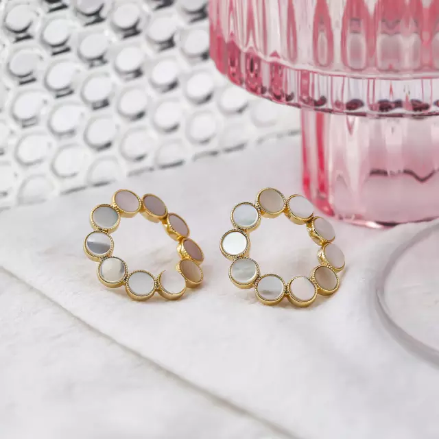 Geometric Mother of Pearl Stud