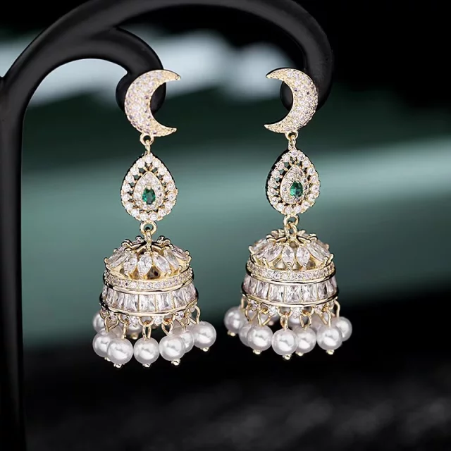 Classic White Stone Pearl Jhumki