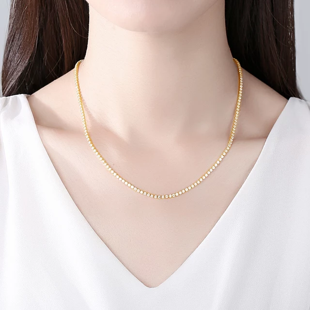 Gold Tennis Bling Necklace