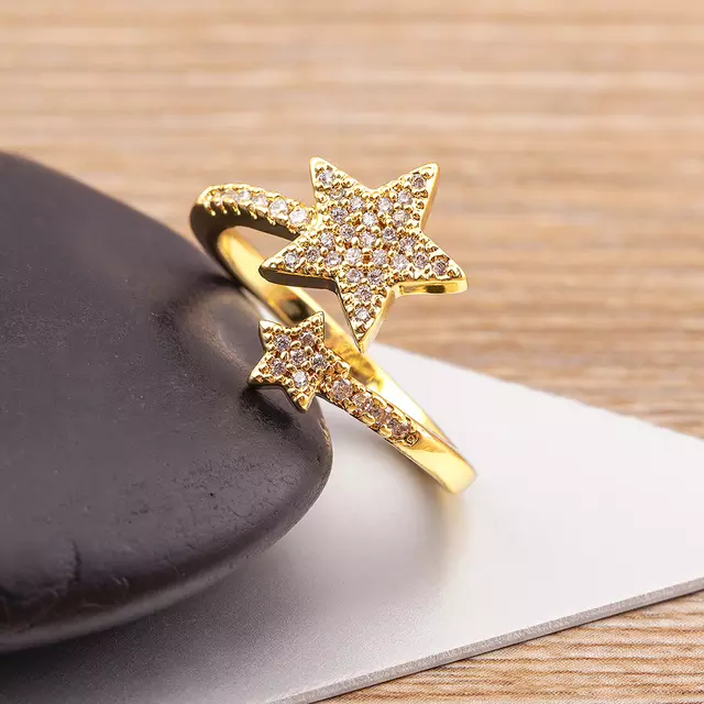 Gold Double Star Ring