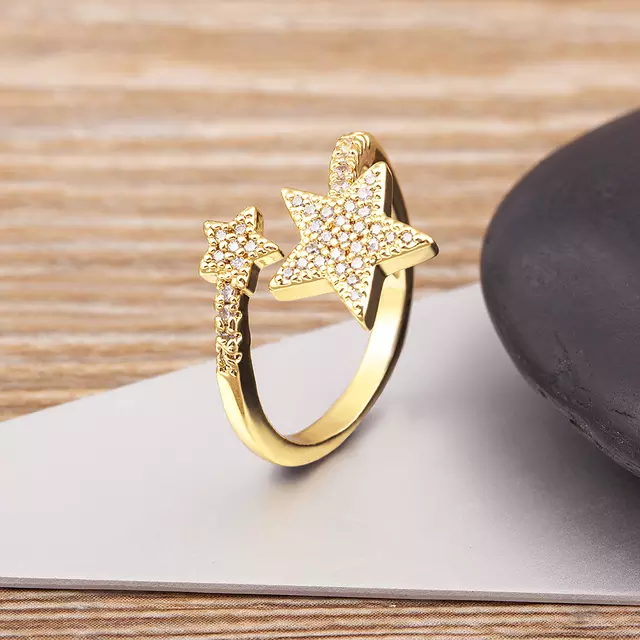 Gold Double Star Ring