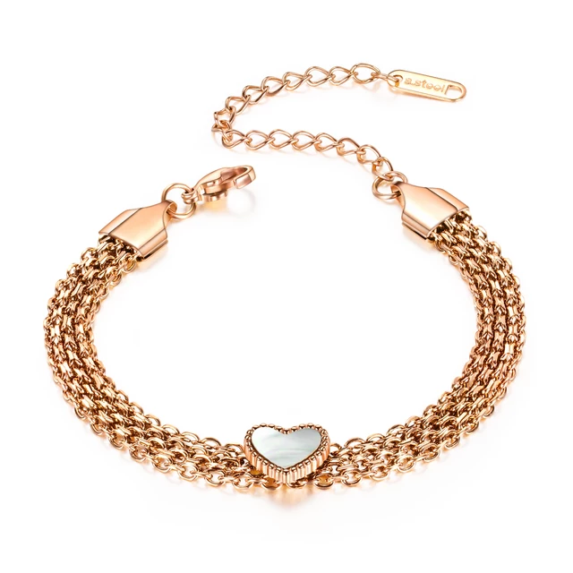 Anti Tarnish Mother of Pearl Heart Bracelet
