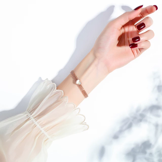 Anti Tarnish Mother of Pearl Heart Bracelet
