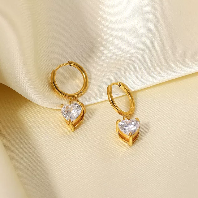 Anti Tarnish Solitaire Heart Earring