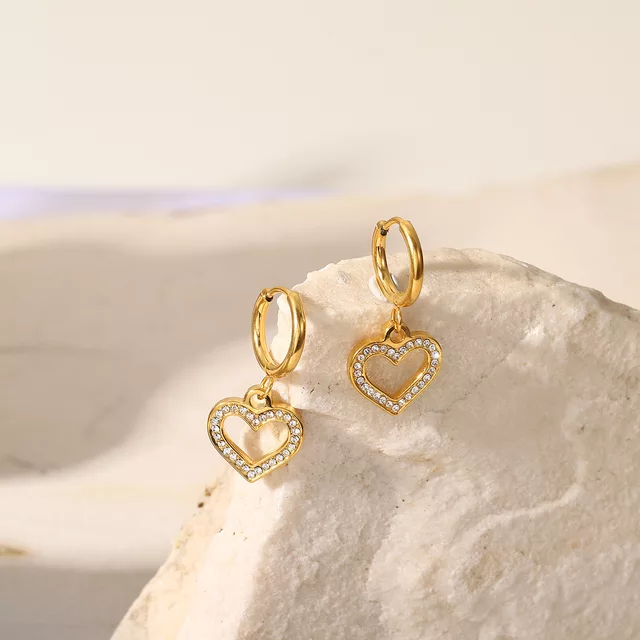 Anti Tarnish Heart Drops Earring