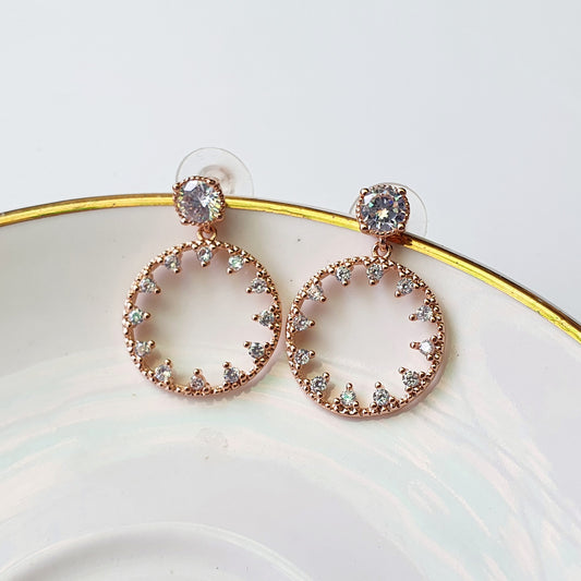 Circle Drop Rose Gold Earring