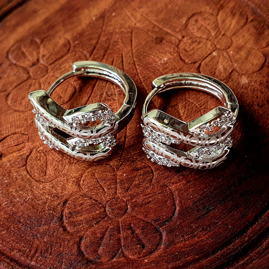 Silver Self Design Hoops