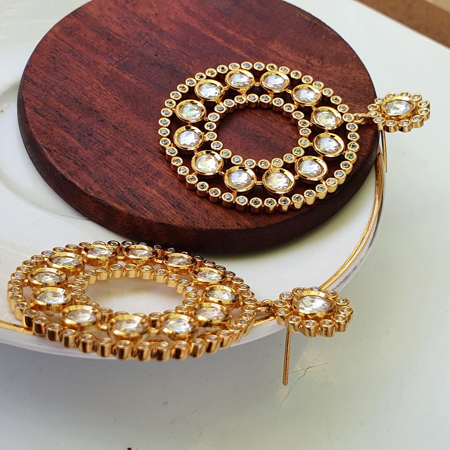Elegant Gold Kundan Earrings