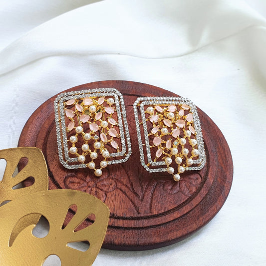 Unique Pink Stone Luxury Earring