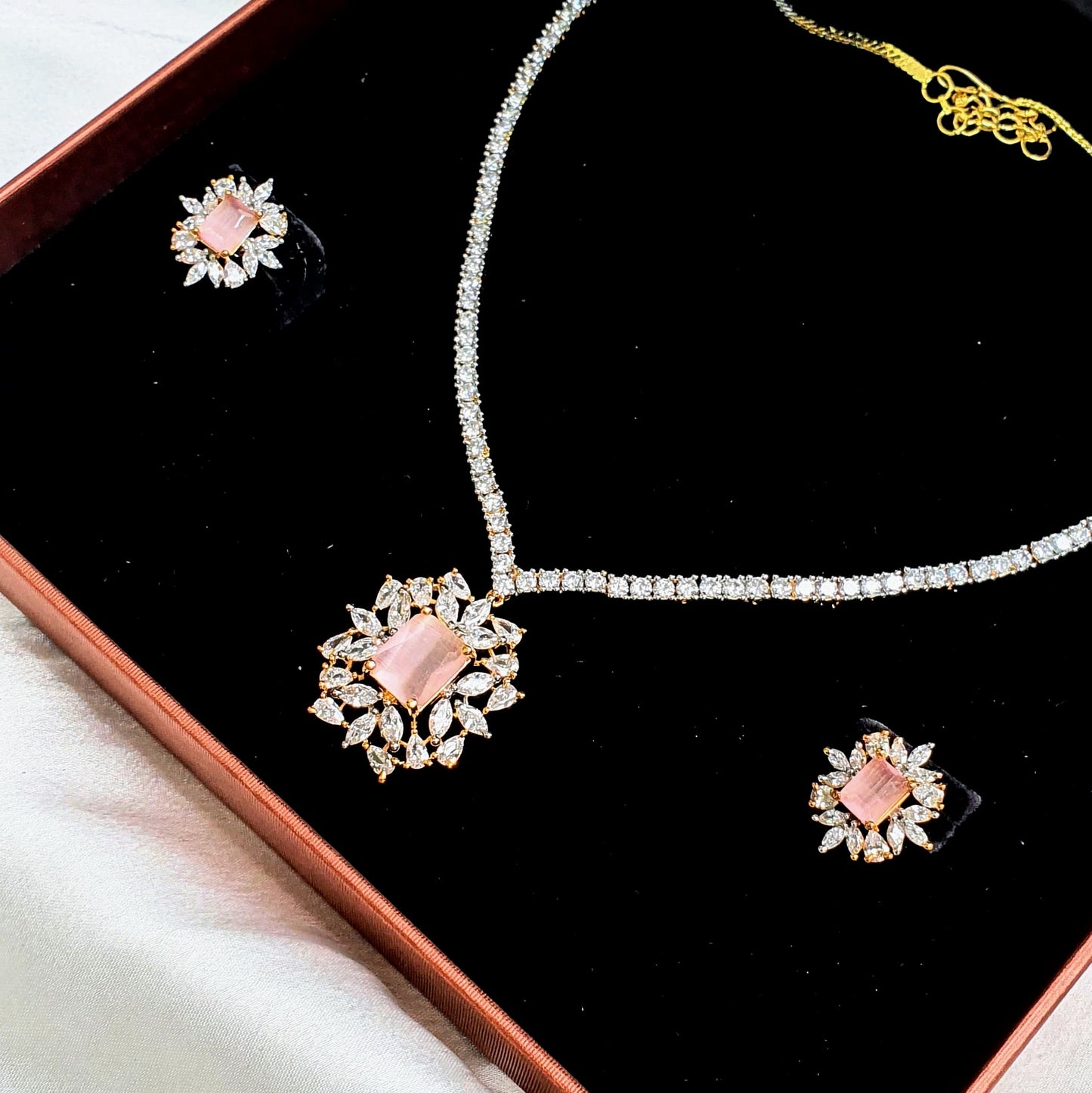 Beautiful Pink/Emerald Stone Necklace