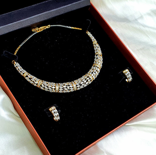 Unique and Stylish White Stone Necklace Set