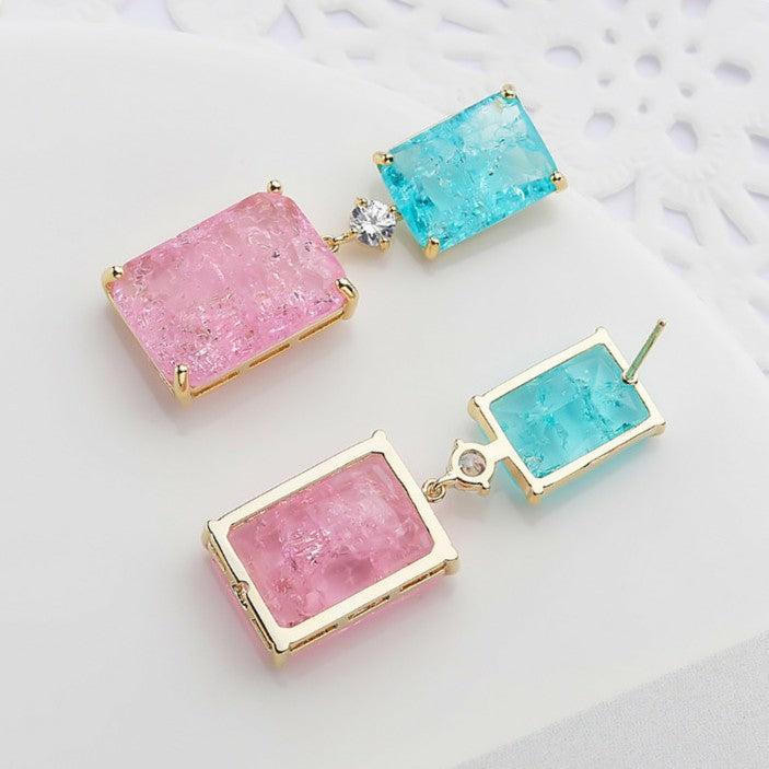 Blue Pink Crystal Earring