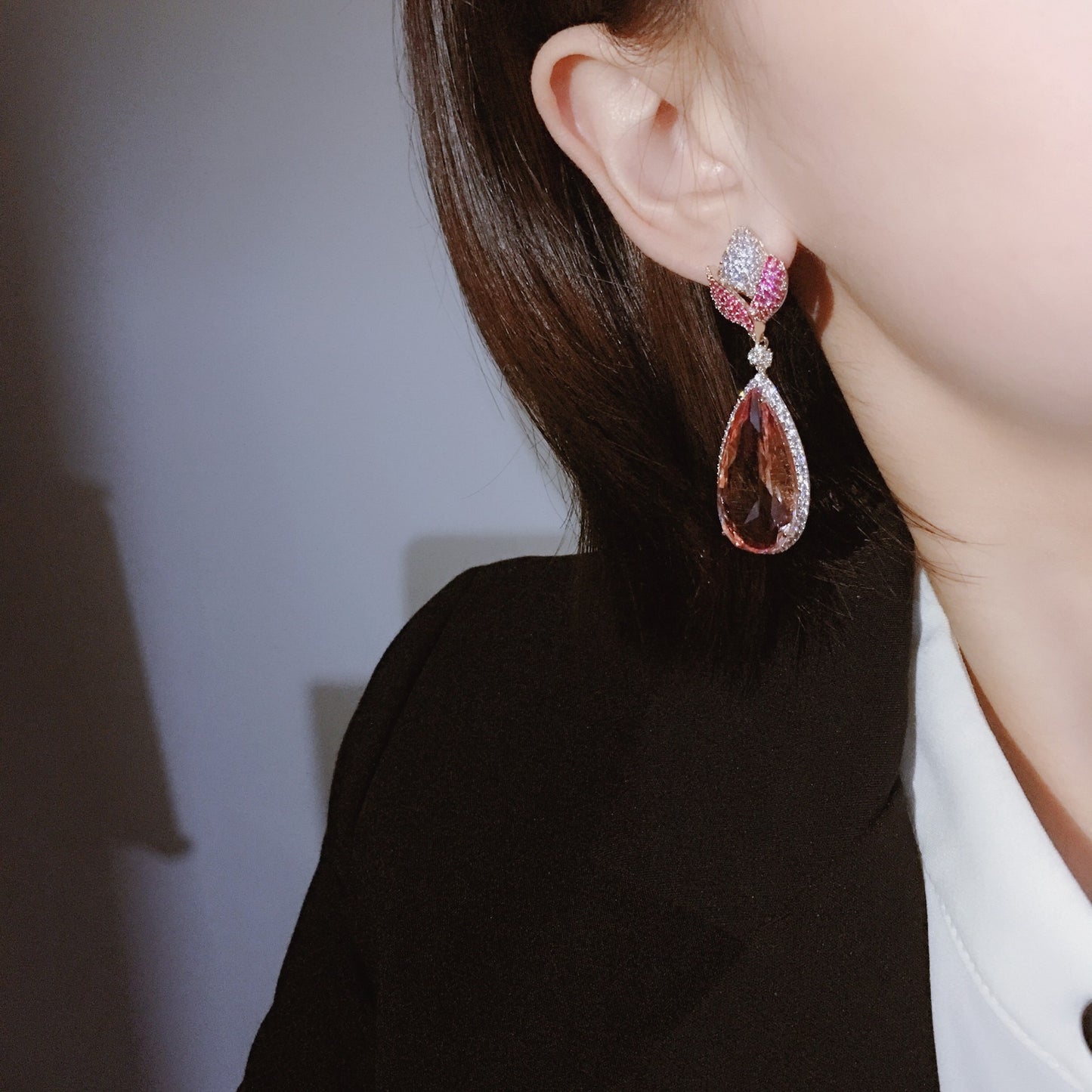 Luxury Pink Water Drop Earring