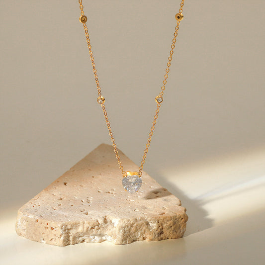 Anti Tarnish White Heart Stone Chain