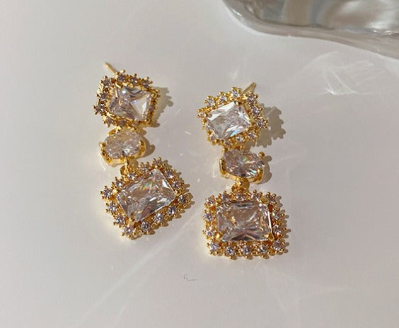 Elegant Princess Cut Drops Earring