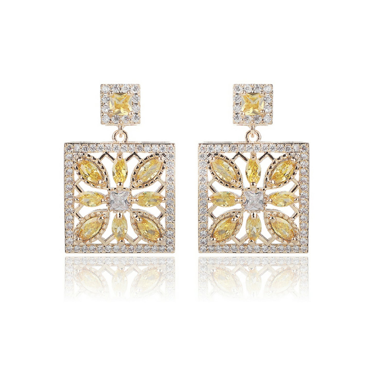 Yellow Sapphire Square Drops