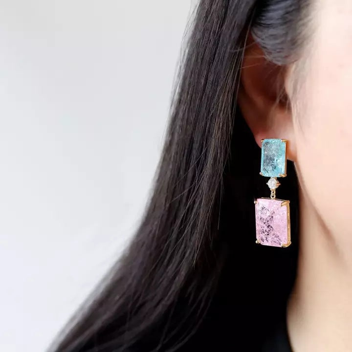 Blue Pink Crystal Earring