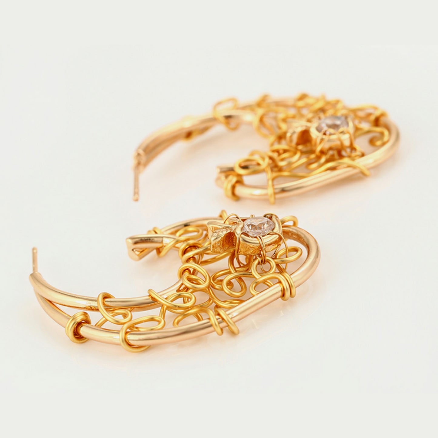 Gold Wired Hoop Earrings