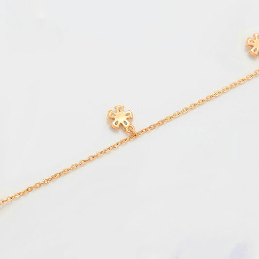 Cute Gold Bracelet with Flower Charms