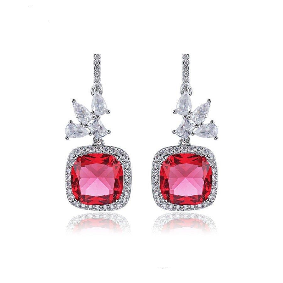 Stunning Ruby Emerald Silver Earring