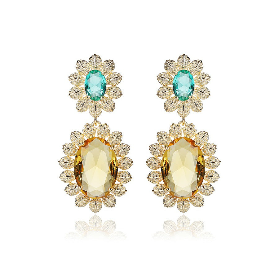 Stunning Yellow Blue Crystal Earring