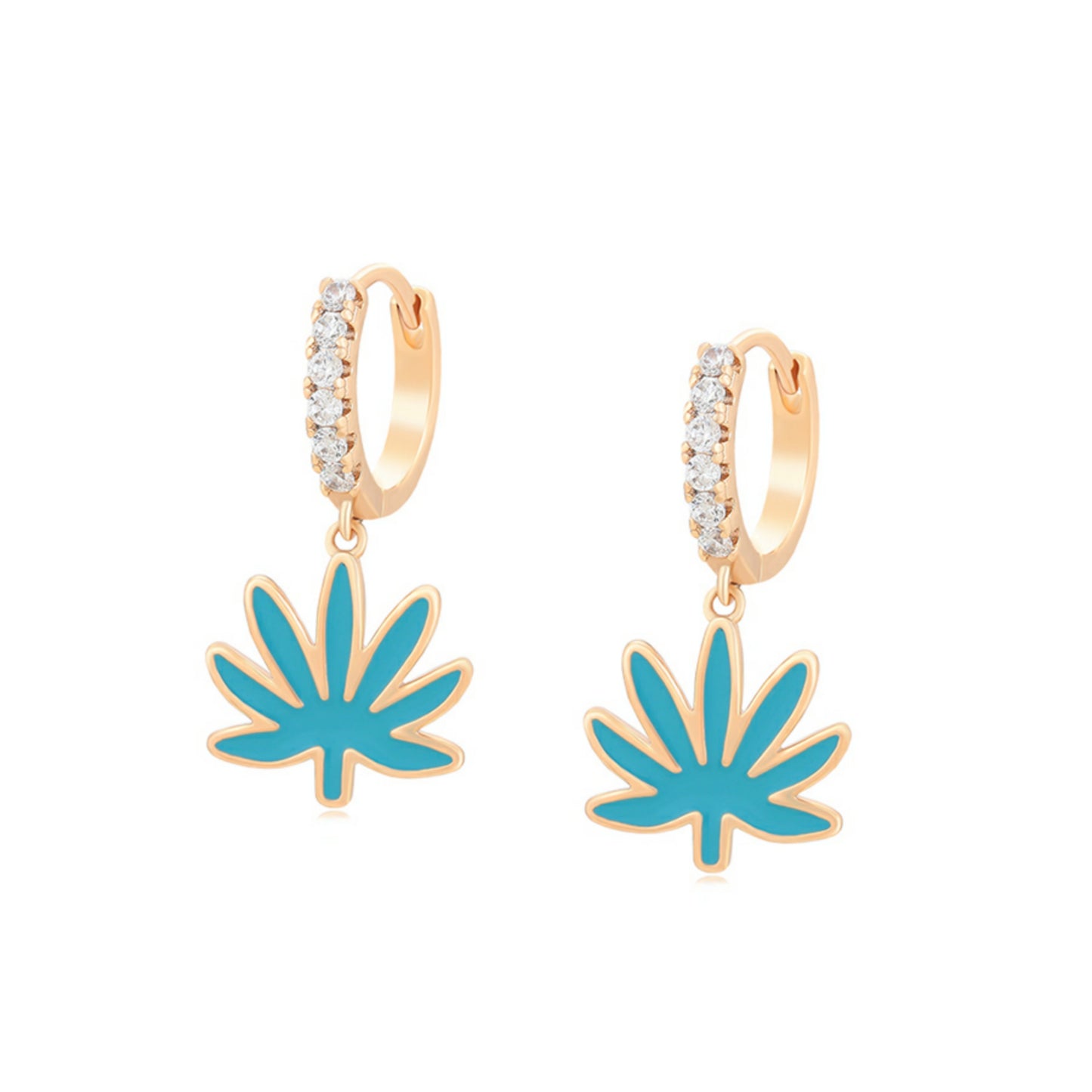 Cute Blue Leaf Huggie Earring