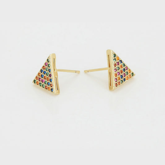 Pretty Multicolour Triangle Pendant Earring Set