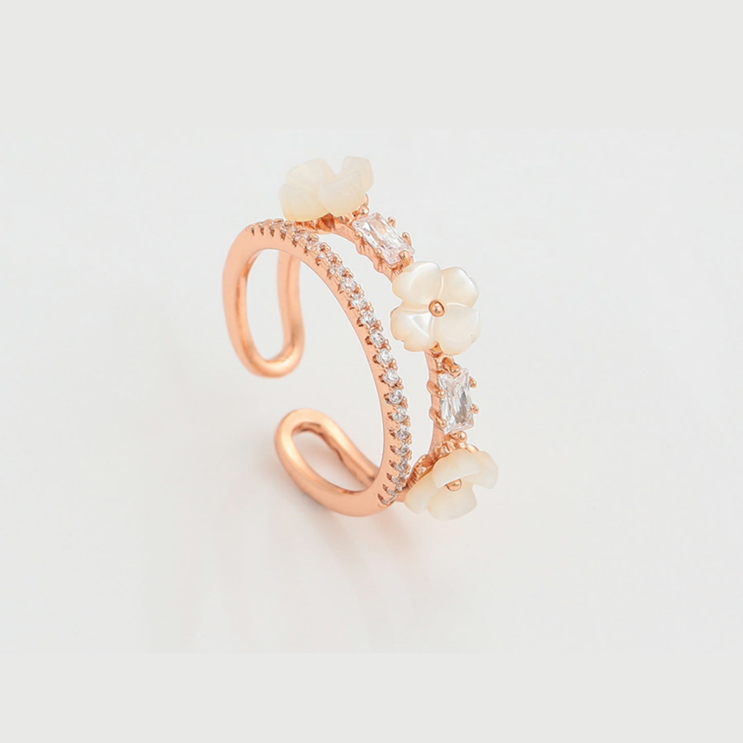 Cute Mother of Pearl Flower Ring