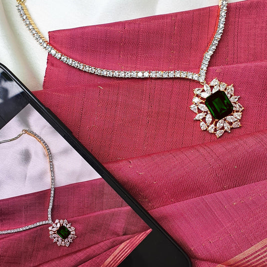Beautiful Pink/Emerald Stone Necklace