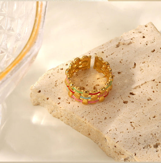 Anti Tarnish Multicolour Enamel Ring
