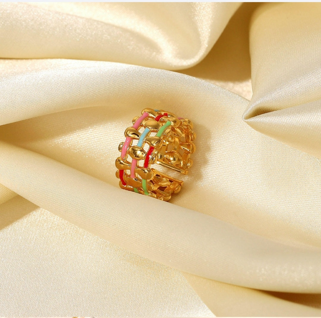 Anti Tarnish Multicolour Enamel Ring