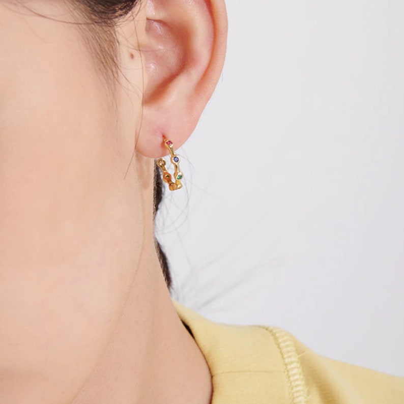 Cute Multi Colour Gold Hoops