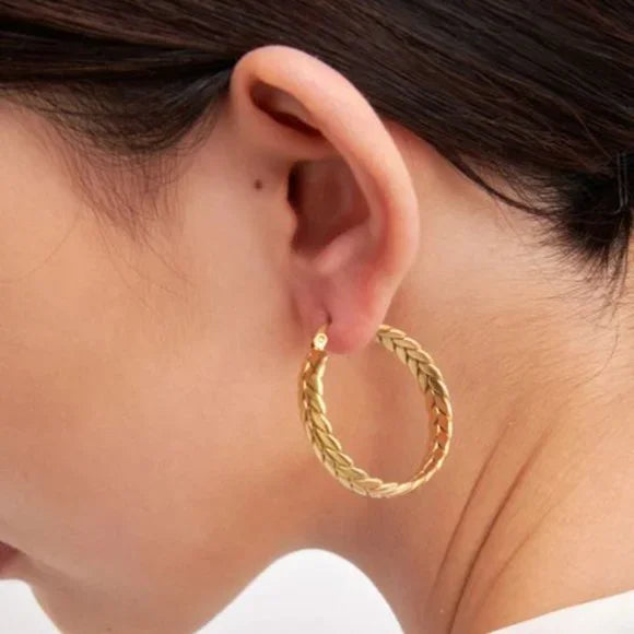 Anti Tarnish Braided Gold Hoops