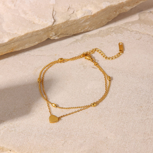 Anti Tarnish Multilayer Heart Anklet