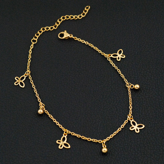Anti Tarnish Butterfly Flower Charms Anklet