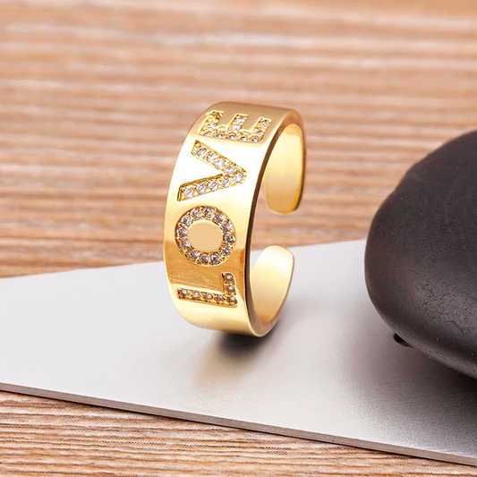 Gold Love Letter Band Ring