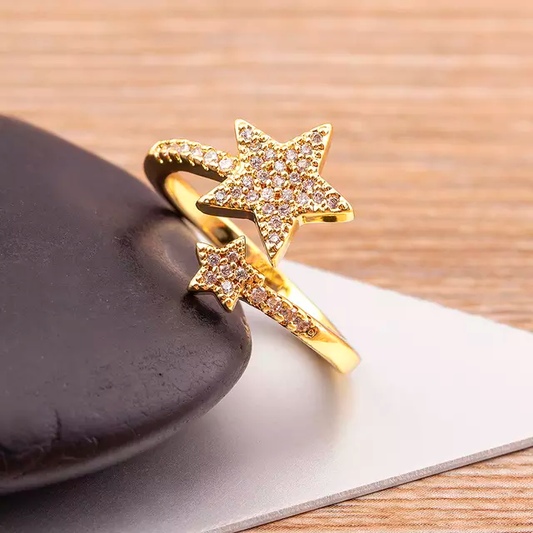 Gold Double Star Ring
