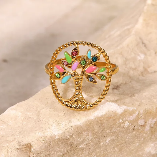 Anti Tarnish Golden Tree Ring