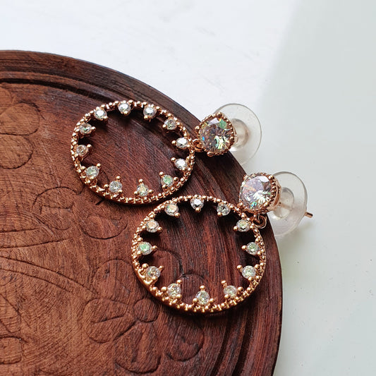 Circle Drop Rose Gold Earring