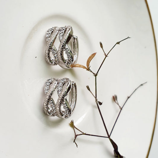 Silver Self Design Hoops
