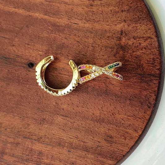 X-shape Rainbow Ear Cuff