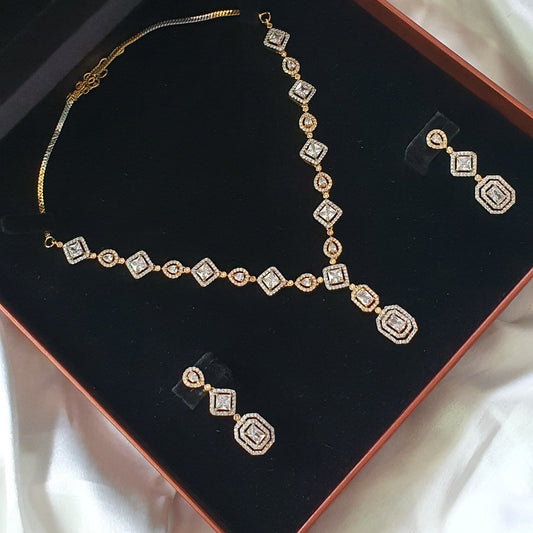 Beautiful 2 Tone Diamond Necklace Set
