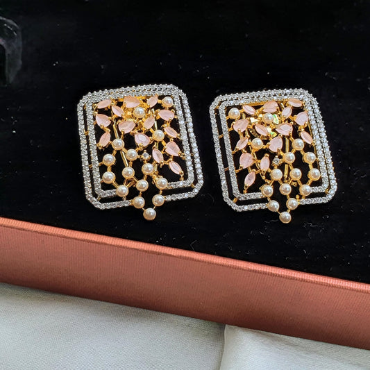 Unique Pink Stone Luxury Earring