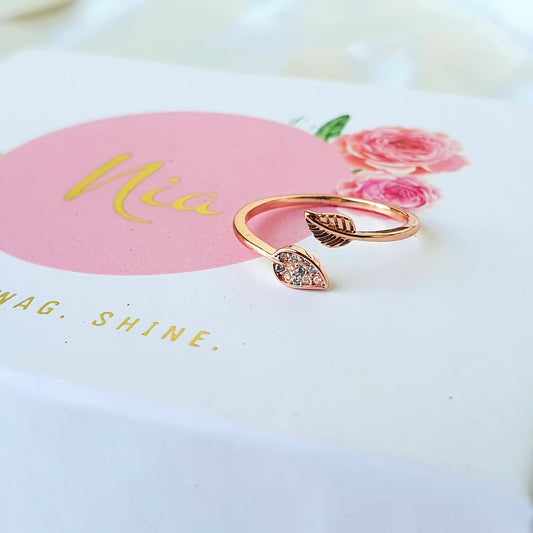 Cute Adjustable Leaf Ring