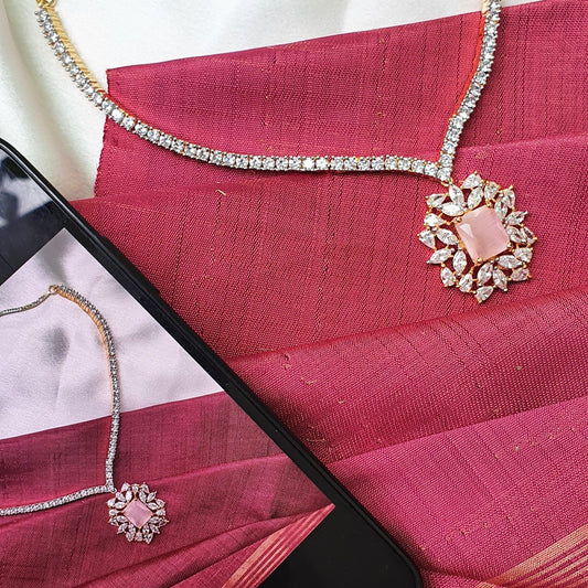 Beautiful Pink/Emerald Stone Necklace