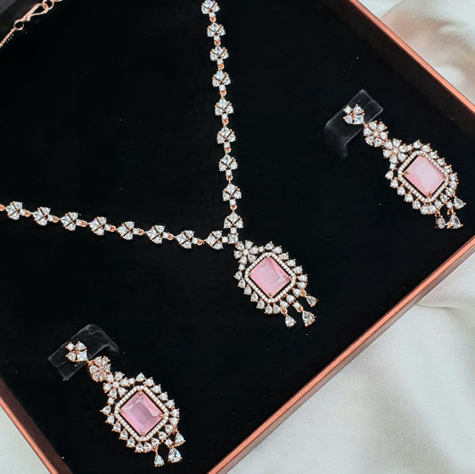 Beautiful Pink Cocktail Necklace Set