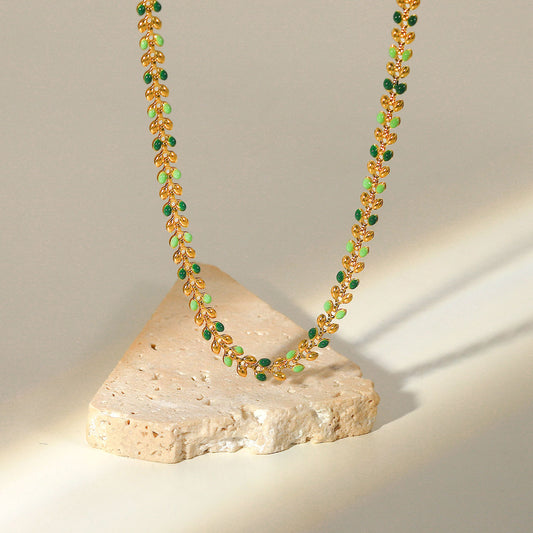 Anti Tarnish Leaf Pattern Neckpiece