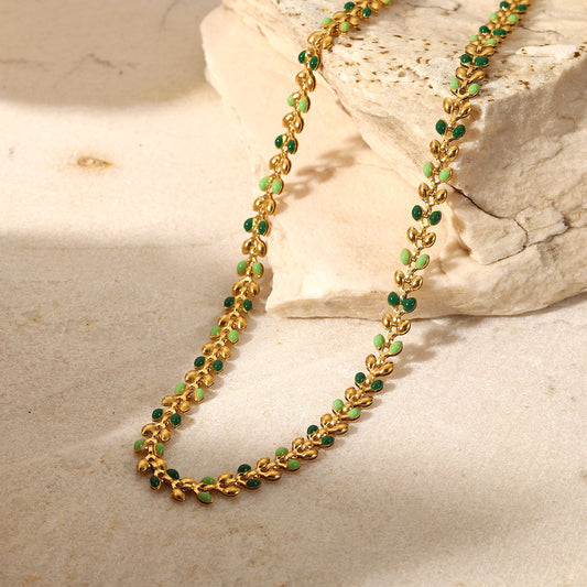 Anti Tarnish Leaf Pattern Neckpiece