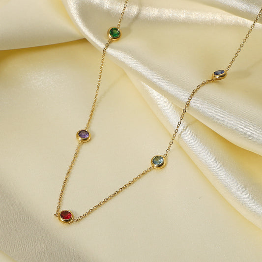 Anti Tarnish Multi Colour Stone Chain